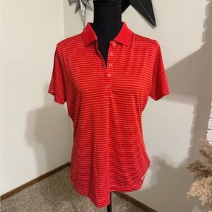 Nike Red Striped Button Down Golf Shirt
